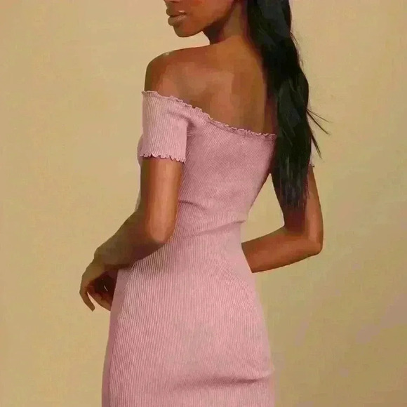 Lulus Growing Bolder Dusty Plum Ribbed Off-the-Shoulder Bodycon Dress - Picture 2 of 5